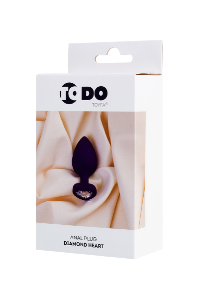 Анальная втулка TODO BY TOYFA DIAMOND HEART, силикон, фиолетовая, 7 см, Ø 2 см